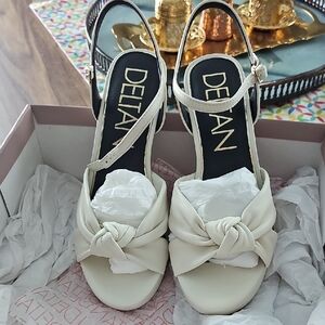 Deltan  Cream Knotted Strap Heels